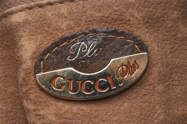 Authentic GUCCI GG Plus Shoulder Cross Body Bag GG PVC Leather Brown Junk 4795I