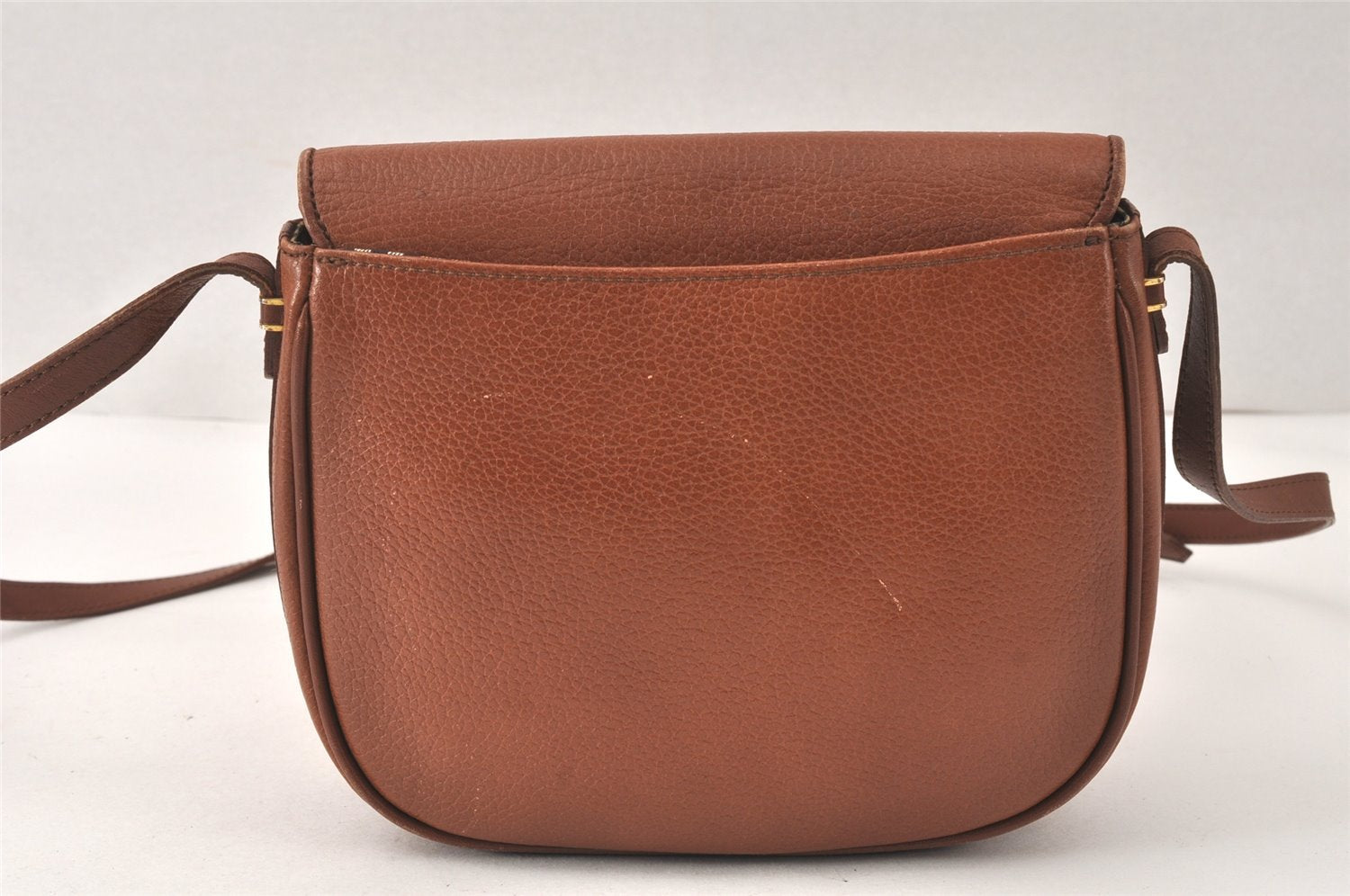 Authentic Burberrys Vintage Leather Shoulder Cross Body Bag Purse Brown 4795K