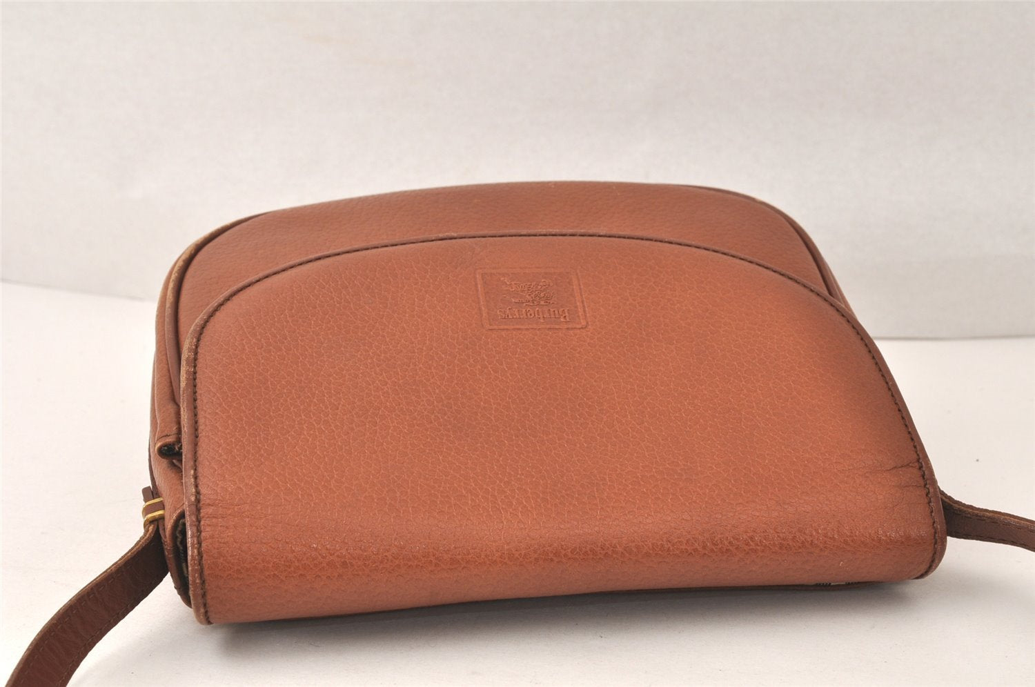 Authentic Burberrys Vintage Leather Shoulder Cross Body Bag Purse Brown 4795K