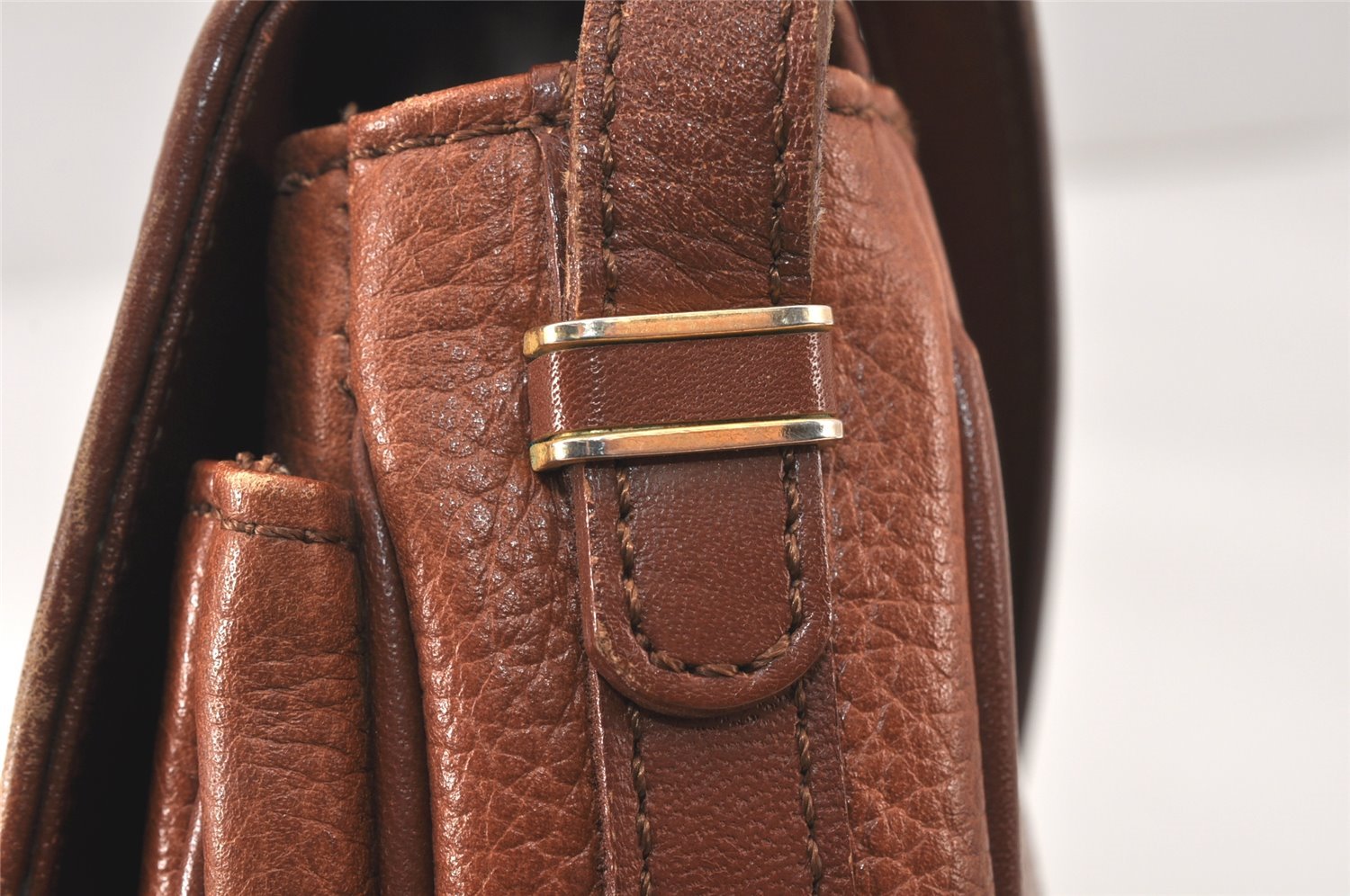 Authentic Burberrys Vintage Leather Shoulder Cross Body Bag Purse Brown 4795K