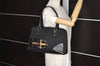 Auth GUCCI Hasler Horsebit Hand Boston Bag GG Canvas Leather 141503 Black 4796K