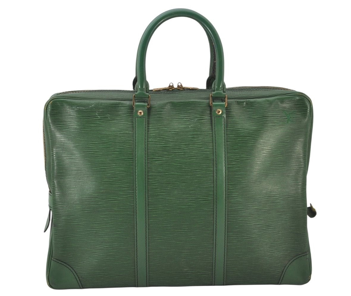 Authentic Louis Vuitton Epi Porte Documents Voyage Briefcase M54474 Green  4797K