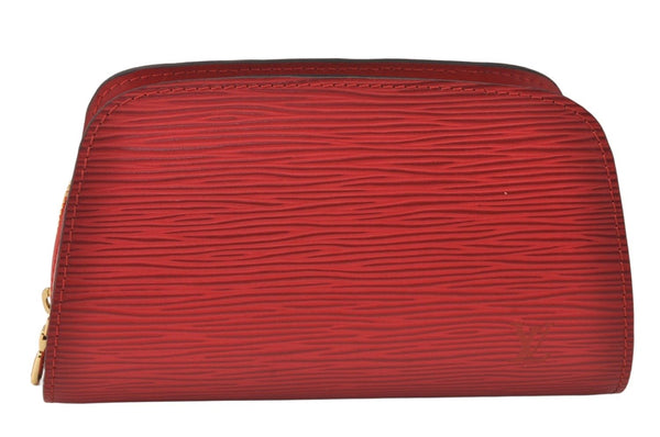 Authentic Louis Vuitton Epi Dauphine Cosmetic Pouch Red M48447 LV Junk 4798K