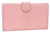 Authentic CHANEL Caviar Skin CoCo Mark Long Wallet Purse Pink 4803H