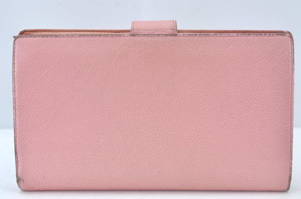 Authentic CHANEL Caviar Skin CoCo Mark Long Wallet Purse Pink 4803H