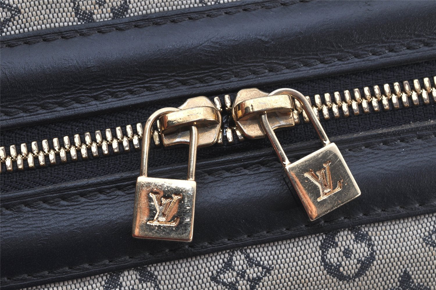 Authentic Louis Vuitton Monogram Mini Josephine GM Hand Bag Blue M92211 LV 4803K