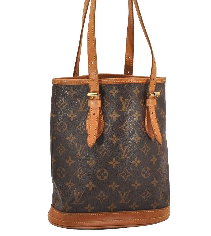 Authentic Louis Vuitton Monogram Bucket PM Shoulder Tote Bag M42238 Junk 4804J