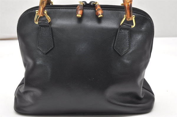 Authentic GUCCI Bamboo 2Way Shoulder Hand Bag Purse Leather Black Junk 4805K