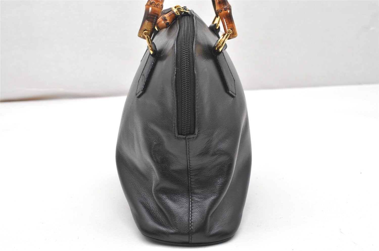 Authentic GUCCI Bamboo 2Way Shoulder Hand Bag Purse Leather Black Junk 4805K