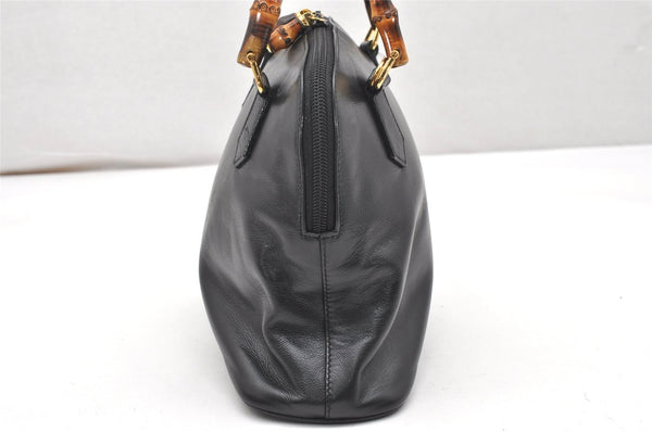 Authentic GUCCI Bamboo 2Way Shoulder Hand Bag Purse Leather Black Junk 4805K
