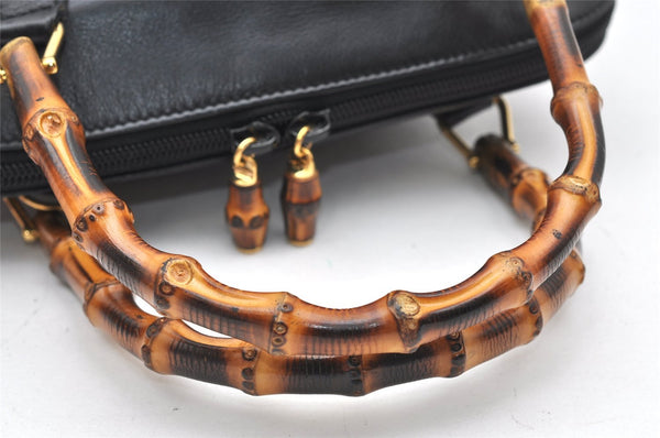 Authentic GUCCI Bamboo 2Way Shoulder Hand Bag Purse Leather Black Junk 4805K