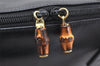 Authentic GUCCI Bamboo 2Way Shoulder Hand Bag Purse Leather Black Junk 4805K