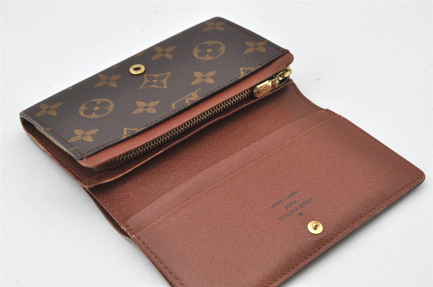 Auth Louis Vuitton Monogram Porte Monnaie Billets Tresor Wallet M61730 LV 4807K