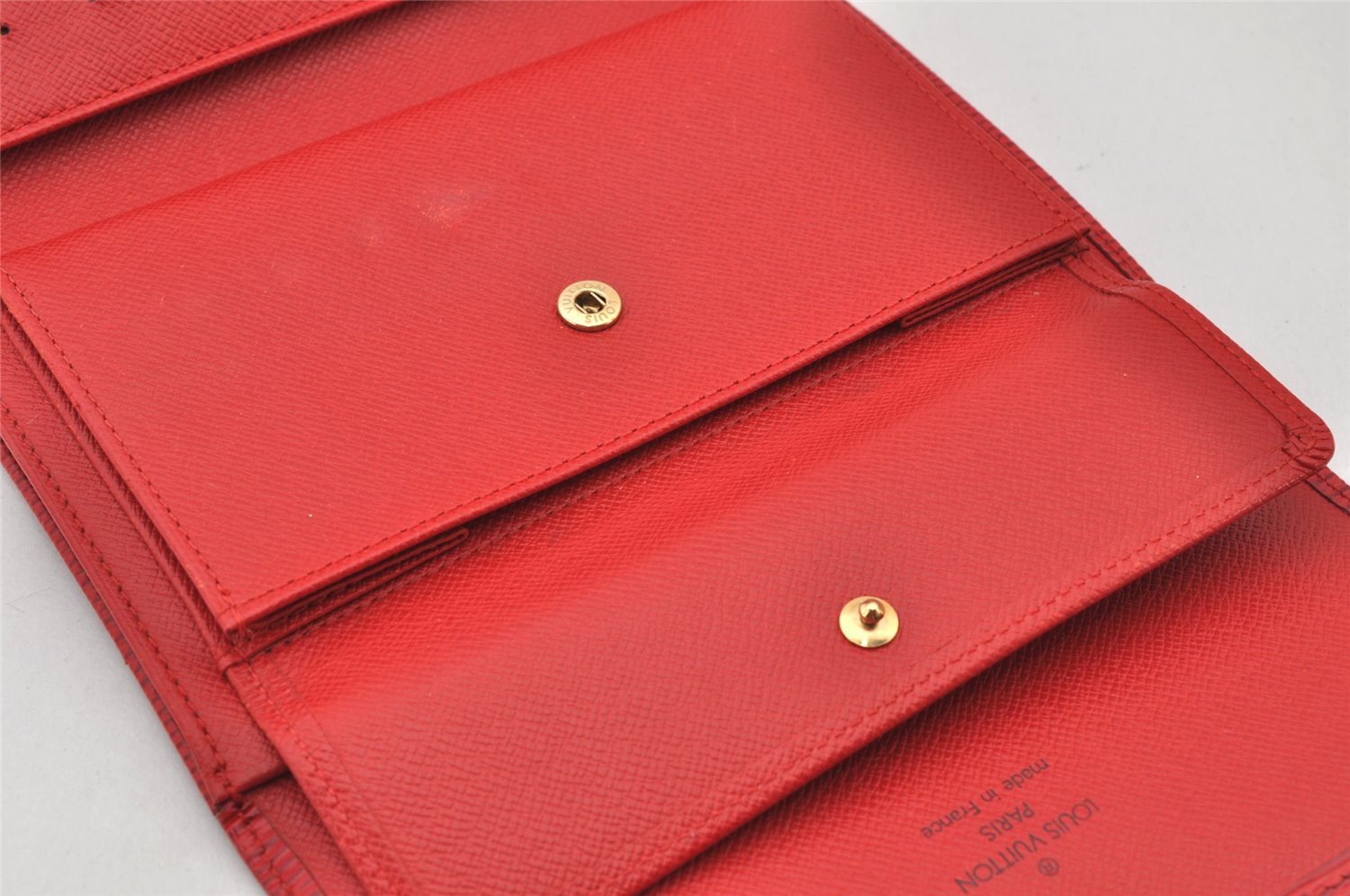 Authentic Louis Vuitton Epi Porte Tresor Etui Papier Wallet Red M63717 LV 4808K