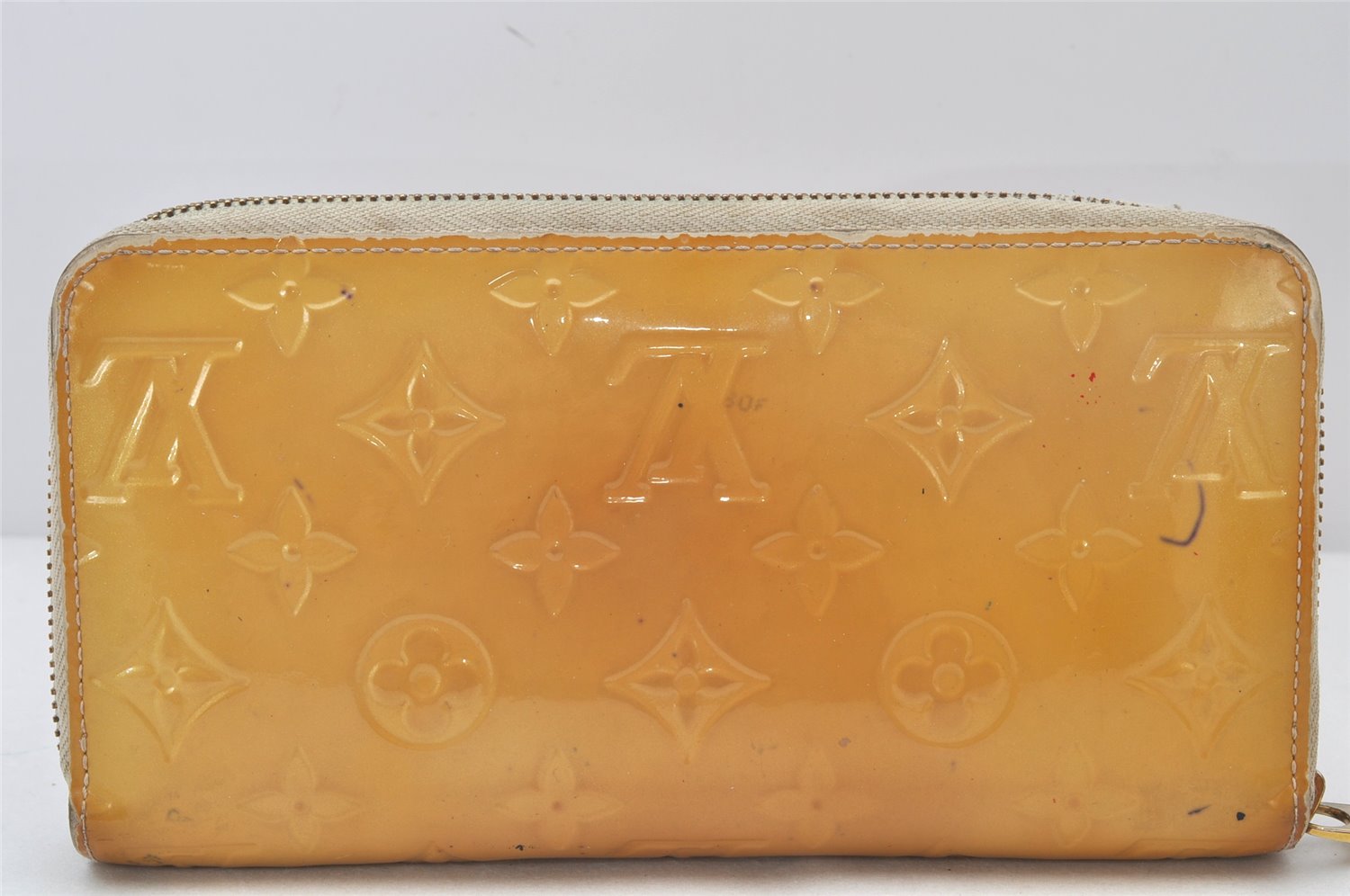 Authentic Louis Vuitton Vernis Zippy Wallet Long Purse Yellow M90142 LV 4809K