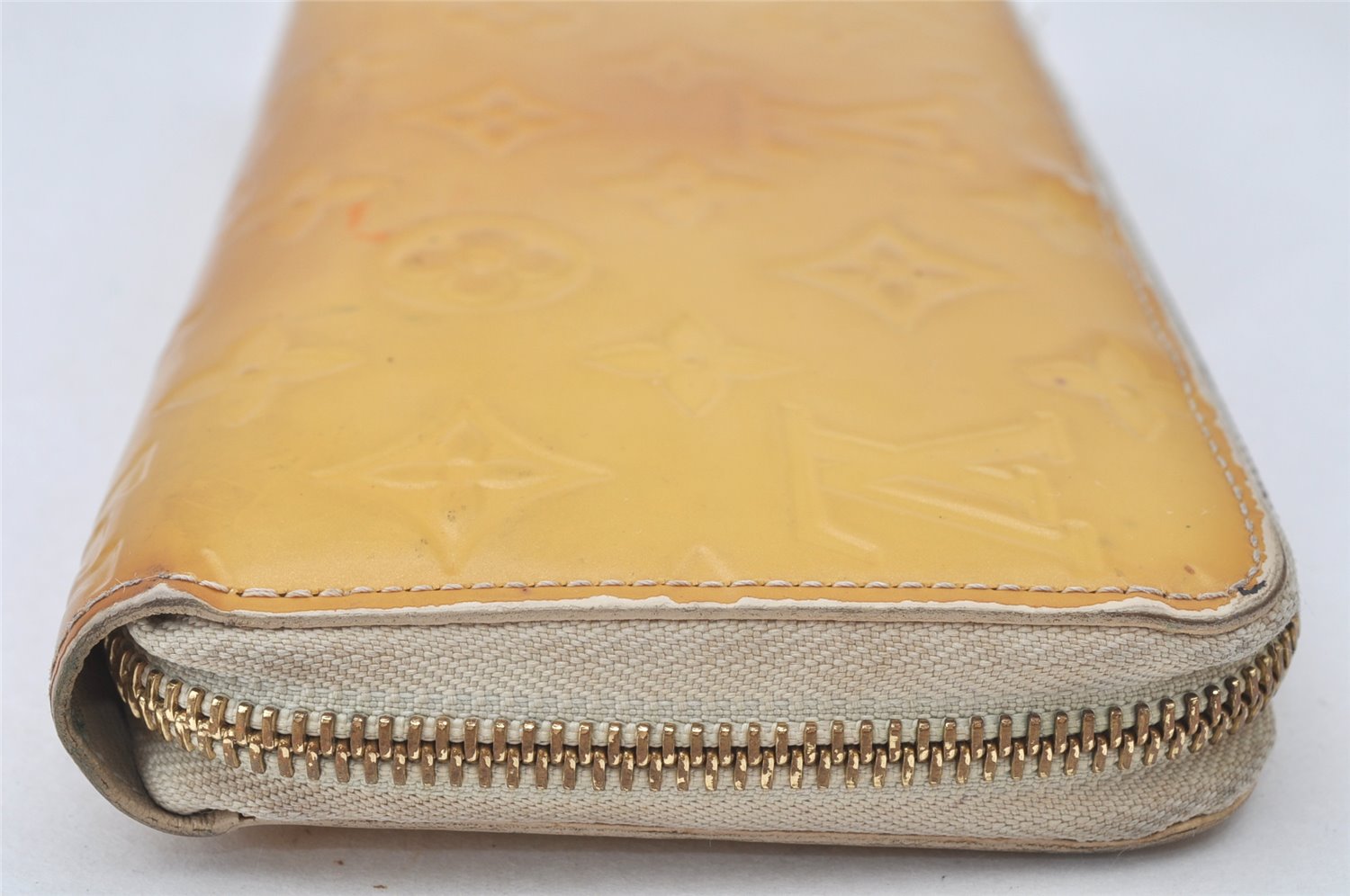 Authentic Louis Vuitton Vernis Zippy Wallet Long Purse Yellow M90142 LV 4809K