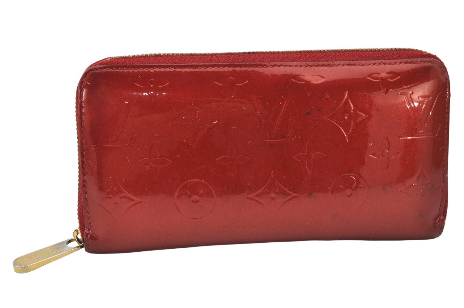 Authentic Louis Vuitton Vernis Zippy Wallet Long Purse Red M91981 LV 4813K