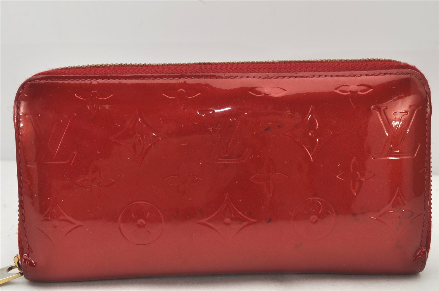 Authentic Louis Vuitton Vernis Zippy Wallet Long Purse Red M91981 LV 4813K