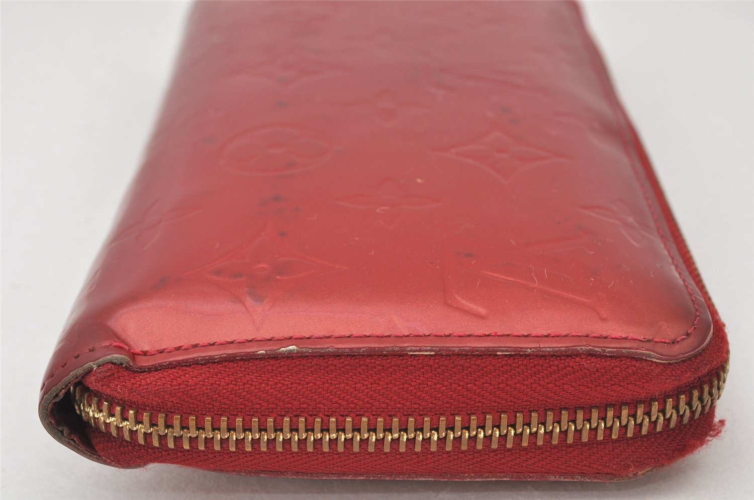 Authentic Louis Vuitton Vernis Zippy Wallet Long Purse Red M91981 LV 4813K