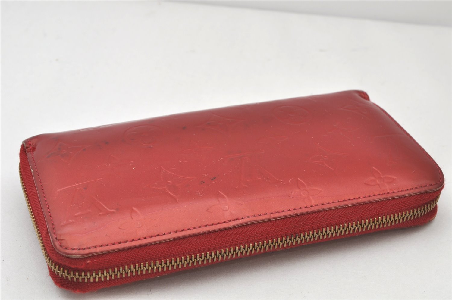 Authentic Louis Vuitton Vernis Zippy Wallet Long Purse Red M91981 LV 4813K