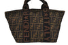 Authentic FENDI Vintage Zucca Tote Hand Bag Nylon Leather Brown 4815J