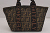 Authentic FENDI Vintage Zucca Tote Hand Bag Nylon Leather Brown 4815J