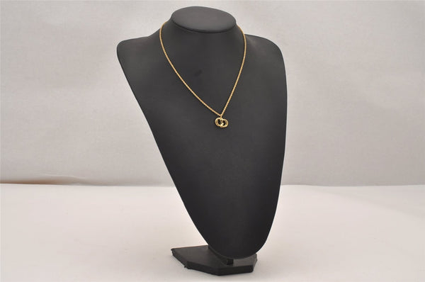 Authentic Christian Dior Gold Tone Chain Pendant Necklace CD 4816J