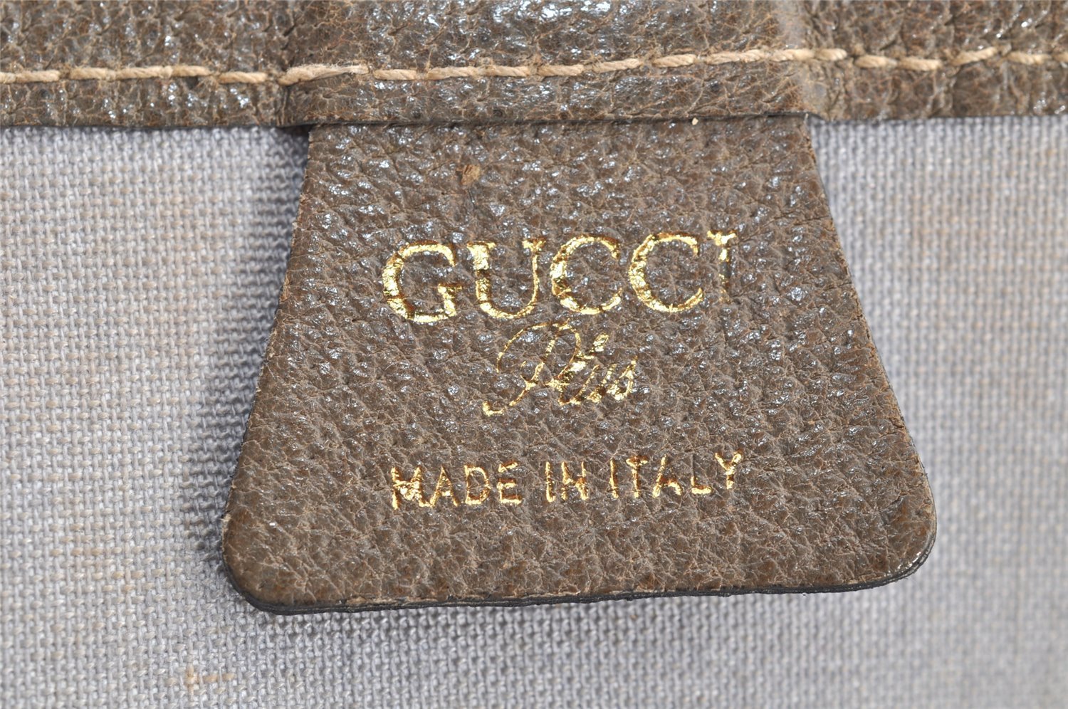 Authentic GUCCI Web Sherry Line GG Plus Shoulder Tote Bag PVC Leather Gray 4821I