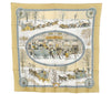 Authentic HERMES Carre 90 Scarf "L'Hiver en Poste" Silk Beige Paper Bag 4821J