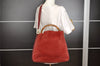 Authentic GUCCI Bamboo 2Way Shoulder Hand Bag Suede Leather Bordeaux Junk 4824I