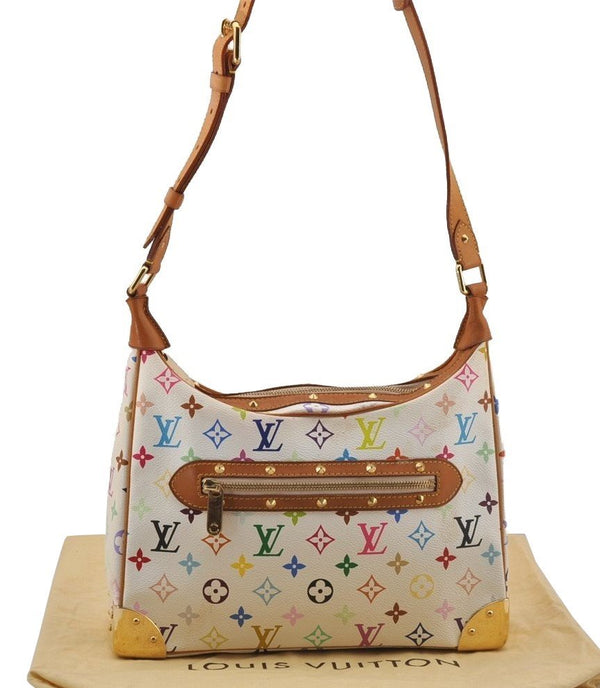 Authentic Louis Vuitton Monogram Multicolor Boulogne Shoulder Bag White LV 4824J