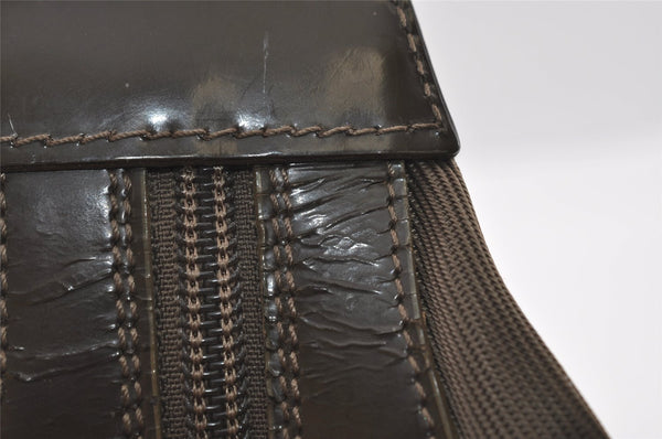 Authentic GUCCI Bamboo Shoulder Hand Bag Purse Nylon Leather Khaki Green 4825I