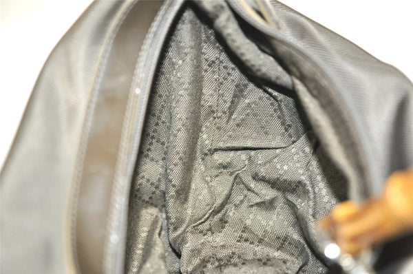 Authentic GUCCI Bamboo Shoulder Hand Bag Purse Nylon Leather Khaki Green 4825I