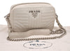 Authentic PRADA Leather Nappa Chain Shoulder Cross Body Bag Purse White 4825J