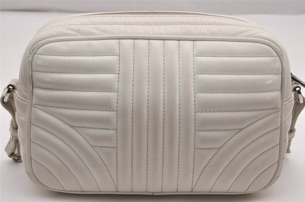 Authentic PRADA Leather Nappa Chain Shoulder Cross Body Bag Purse White 4825J