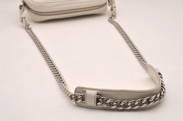 Authentic PRADA Leather Nappa Chain Shoulder Cross Body Bag Purse White 4825J