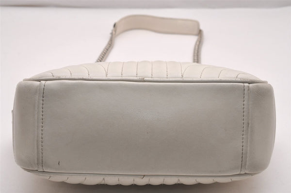 Authentic PRADA Leather Nappa Chain Shoulder Cross Body Bag Purse White 4825J