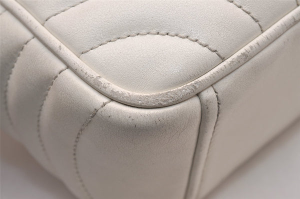 Authentic PRADA Leather Nappa Chain Shoulder Cross Body Bag Purse White 4825J