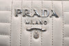 Authentic PRADA Leather Nappa Chain Shoulder Cross Body Bag Purse White 4825J