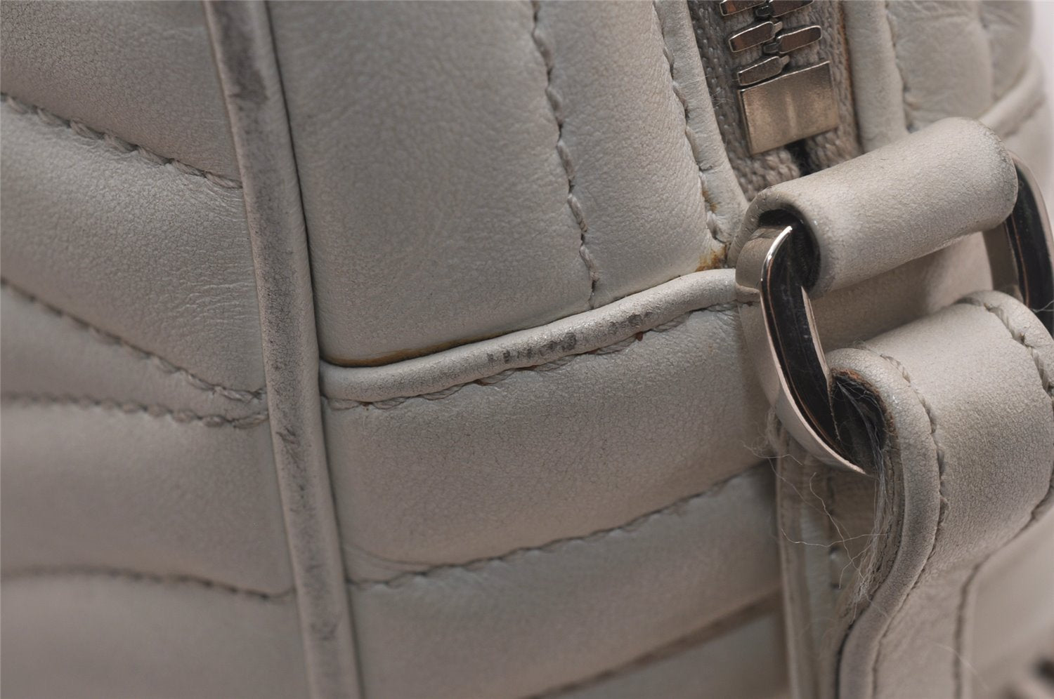 Authentic PRADA Leather Nappa Chain Shoulder Cross Body Bag Purse White 4825J
