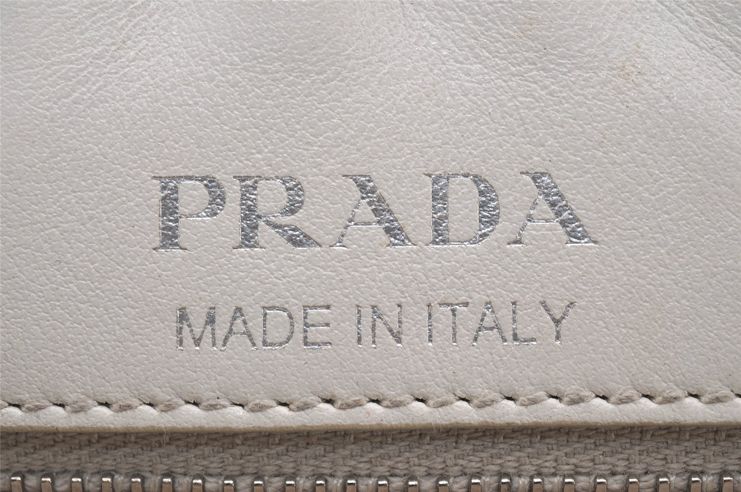 Authentic PRADA Leather Nappa Chain Shoulder Cross Body Bag Purse White 4825J