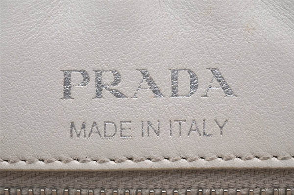 Authentic PRADA Leather Nappa Chain Shoulder Cross Body Bag Purse White 4825J