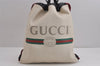 Authentic GUCCI Web Sherry Line Coco Capitan Backpack GG Leather White 4828J