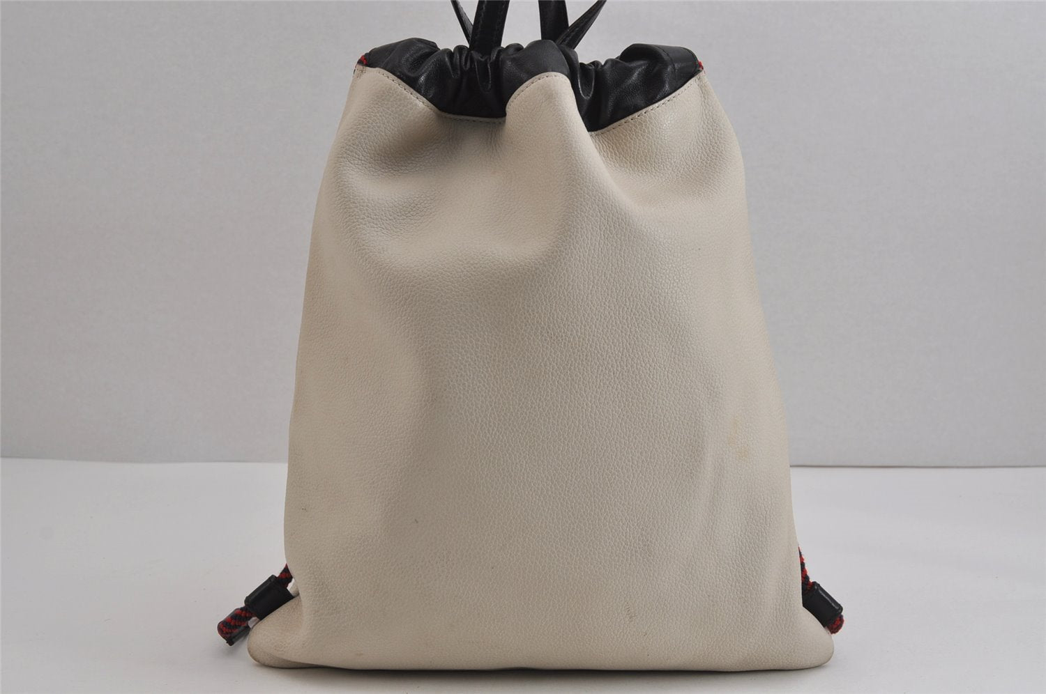 Authentic GUCCI Web Sherry Line Coco Capitan Backpack GG Leather White 4828J