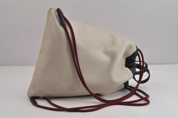 Authentic GUCCI Web Sherry Line Coco Capitan Backpack GG Leather White 4828J