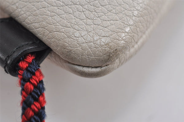 Authentic GUCCI Web Sherry Line Coco Capitan Backpack GG Leather White 4828J