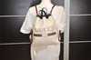 Authentic GUCCI Web Sherry Line Coco Capitan Backpack GG Leather White 4828J
