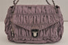 Authentic PRADA Tessuto Gaufre Nylon Chain Shoulder Hand Bag Purple 4829J