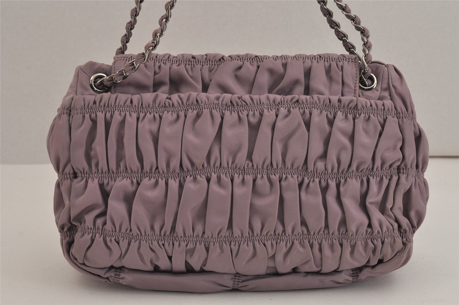 Authentic PRADA Tessuto Gaufre Nylon Chain Shoulder Hand Bag Purple 4829J