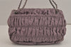 Authentic PRADA Tessuto Gaufre Nylon Chain Shoulder Hand Bag Purple 4829J